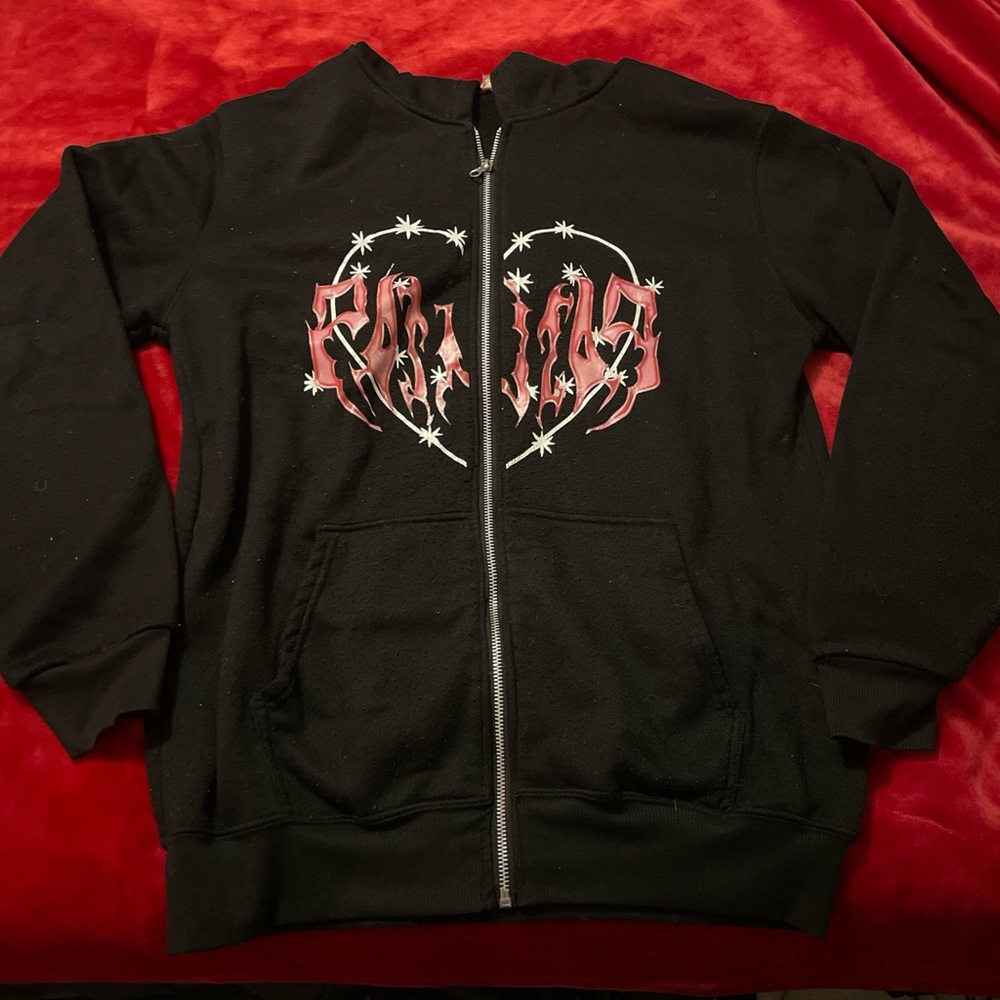 Black Hoodie with Pink and white Graphic Design